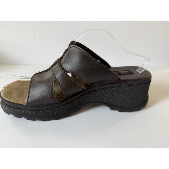 Vtg Y2k No Boundaries Chunky Platform Slip On Sandals Women’s Sz 10.5 Brown READ - Picture 5 of 11